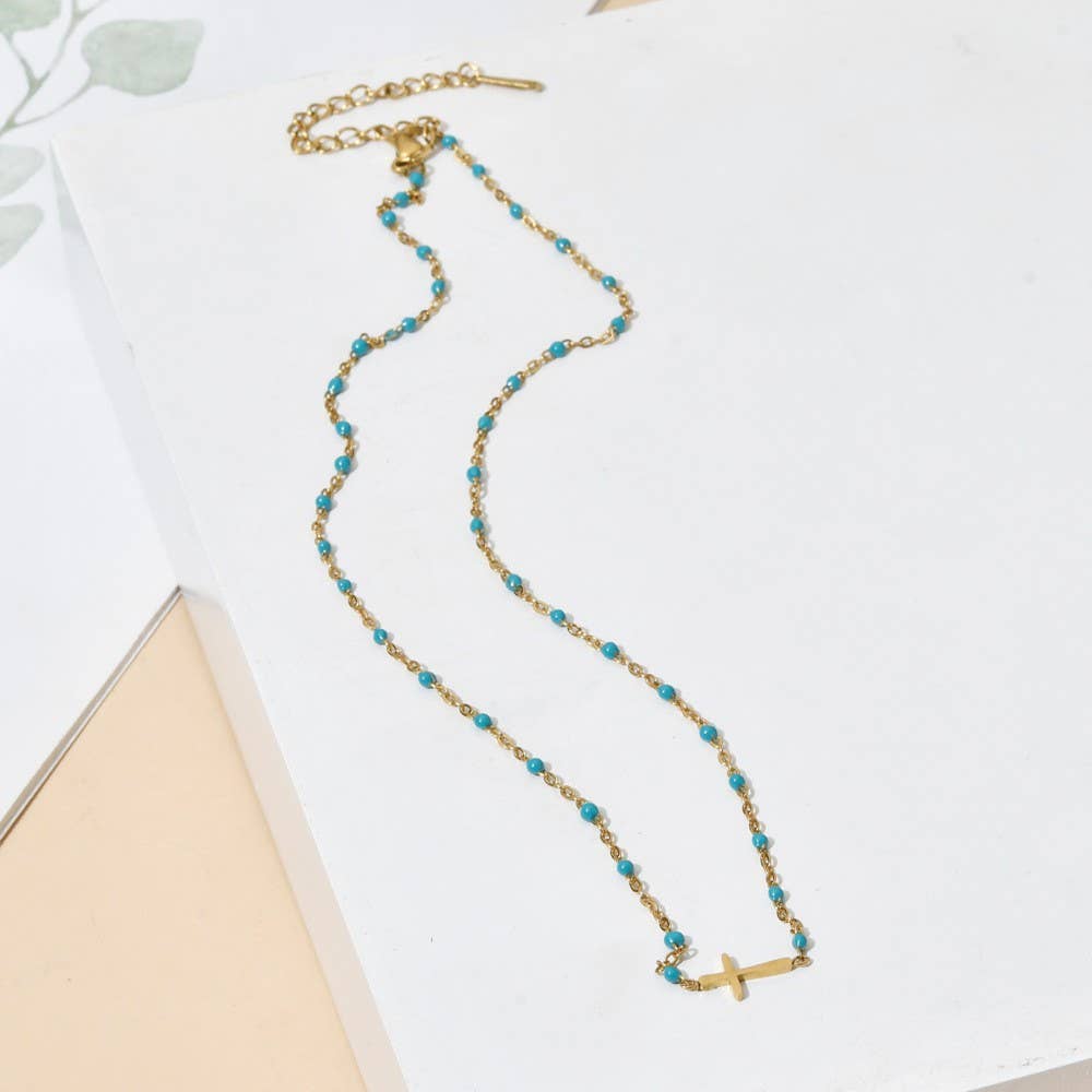 18K STAINLESS STEEL TARNISH FREE CROSS NECKLACE