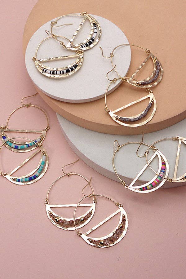 HALF MOON BEADED SILICONE DROP EARRINGS