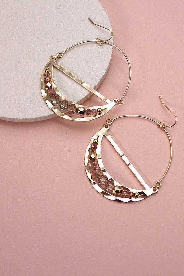 HALF MOON BEADED SILICONE DROP EARRINGS
