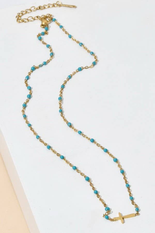 18K STAINLESS STEEL TARNISH FREE CROSS NECKLACE