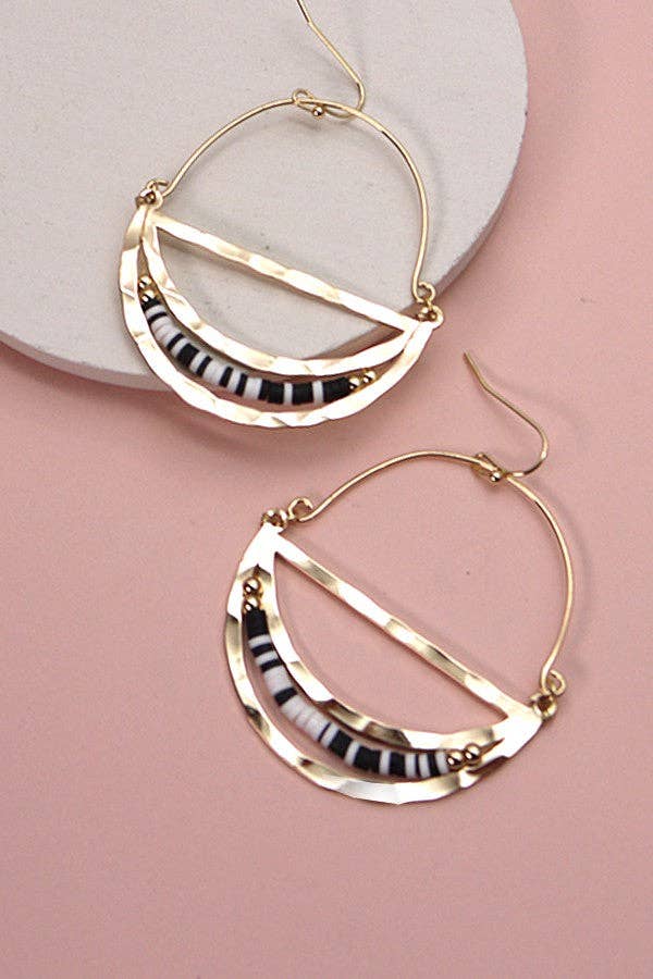 HALF MOON BEADED SILICONE DROP EARRINGS