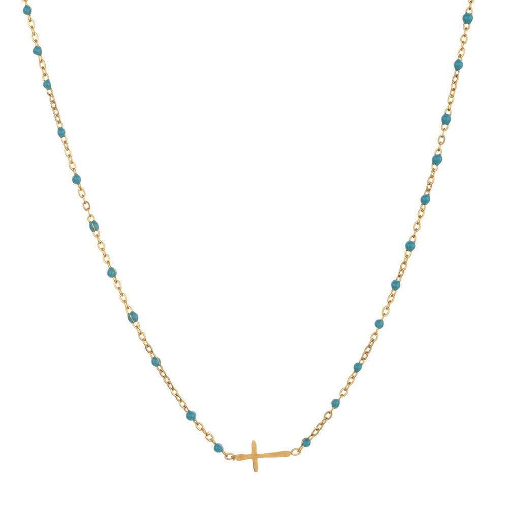 18K STAINLESS STEEL TARNISH FREE CROSS NECKLACE