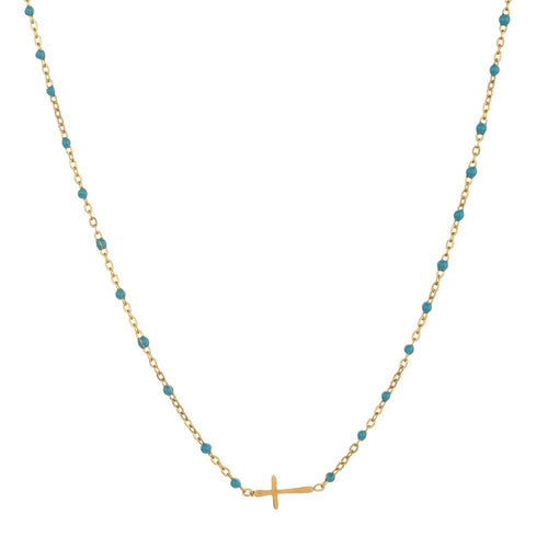 18K STAINLESS STEEL TARNISH FREE CROSS NECKLACE