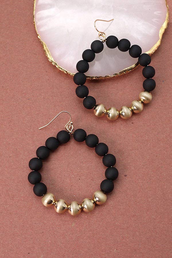 STYLISH CLAY BEAD HOOP EARRINGS