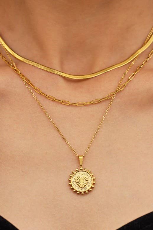18K STAINLESS STEEL TARNISH FREE LAYERED NECKLACE