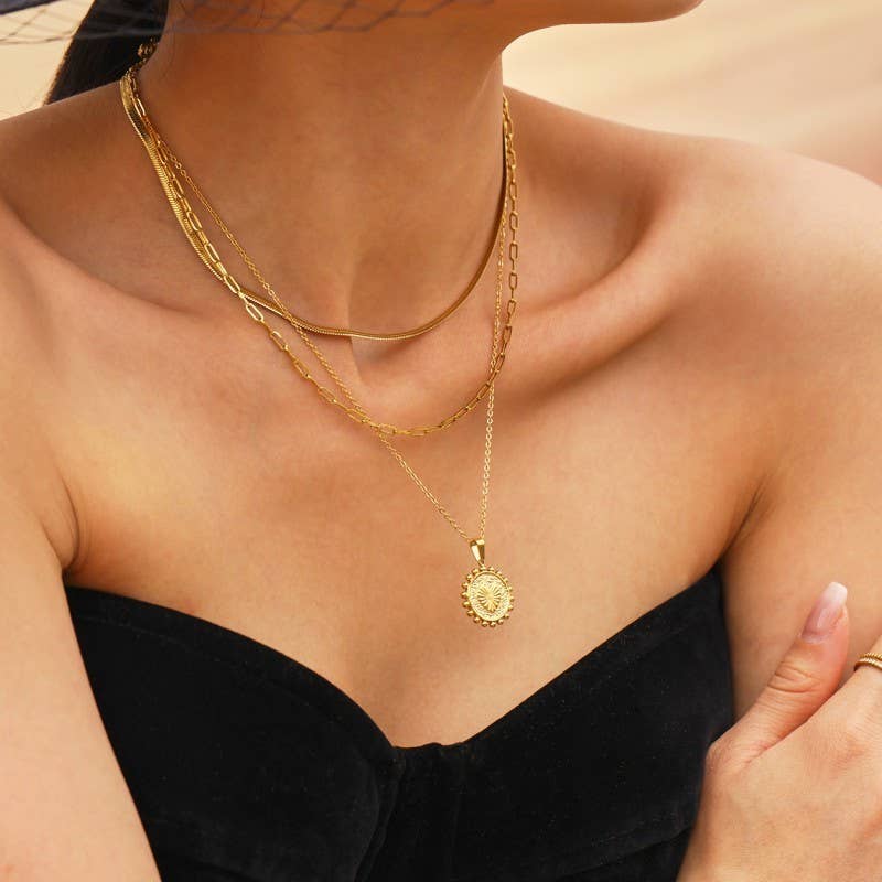 18K STAINLESS STEEL TARNISH FREE LAYERED NECKLACE