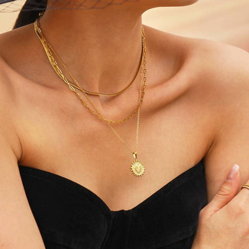 18K STAINLESS STEEL TARNISH FREE LAYERED NECKLACE