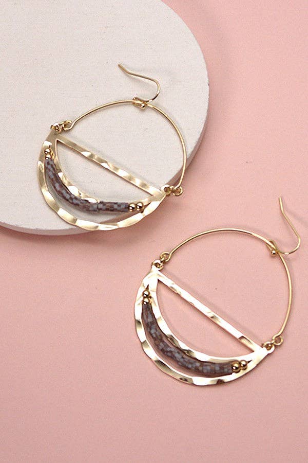 HALF MOON BEADED SILICONE DROP EARRINGS