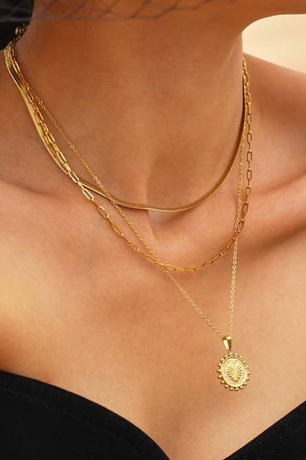 18K STAINLESS STEEL TARNISH FREE LAYERED NECKLACE
