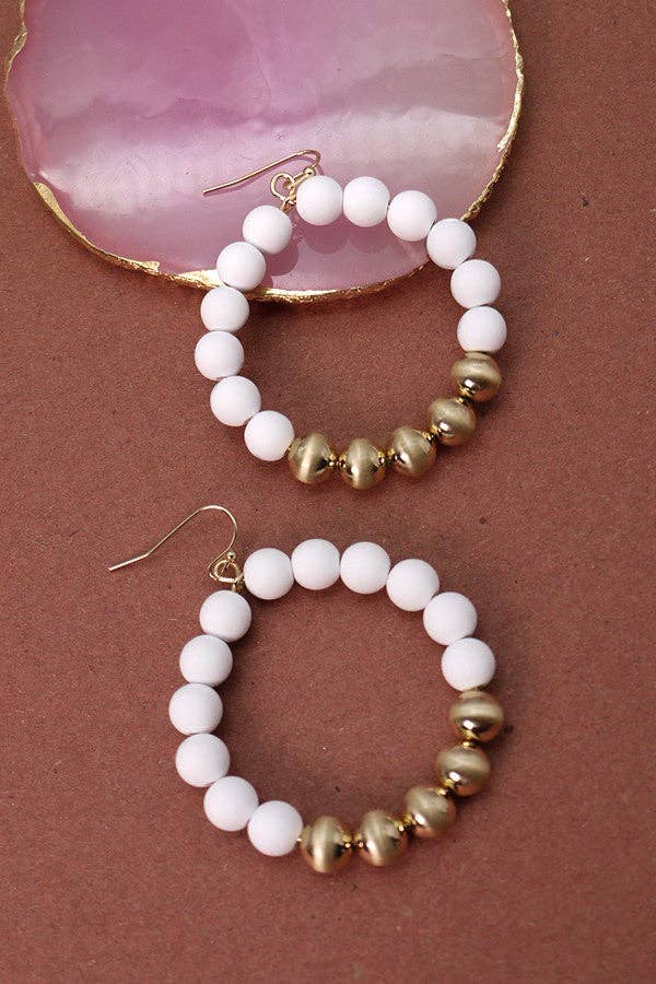 STYLISH CLAY BEAD HOOP EARRINGS