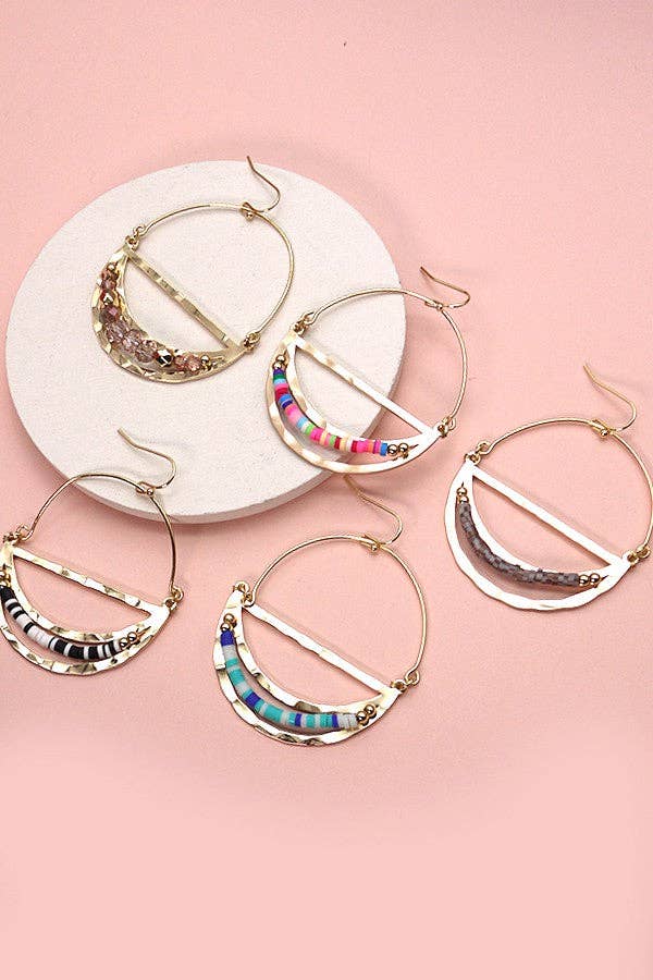 HALF MOON BEADED SILICONE DROP EARRINGS