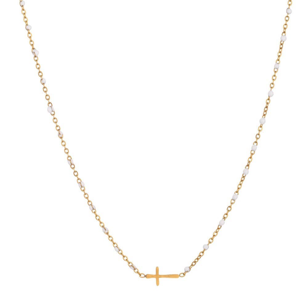 18K STAINLESS STEEL TARNISH FREE CROSS NECKLACE