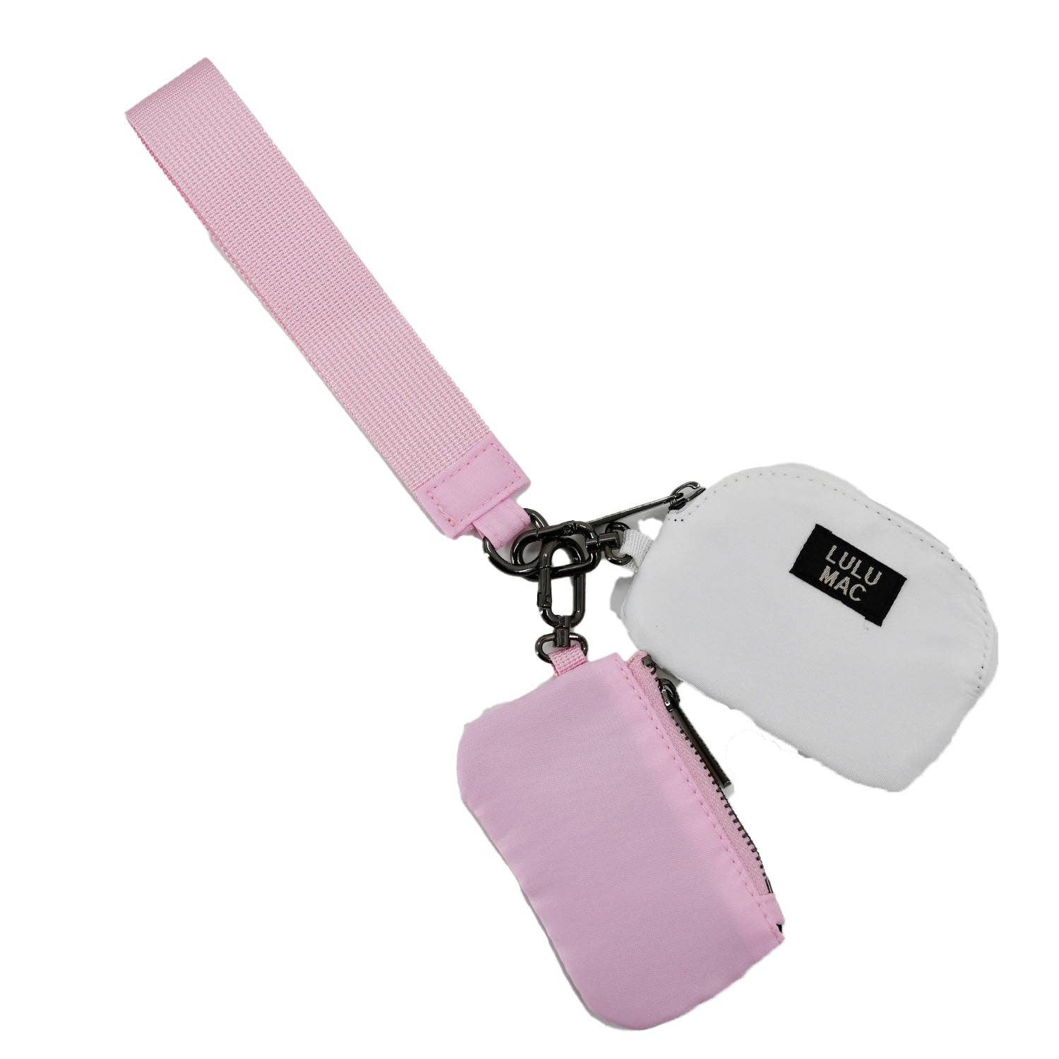 Pink/White Lulu Mac Double Pouch Wristlet