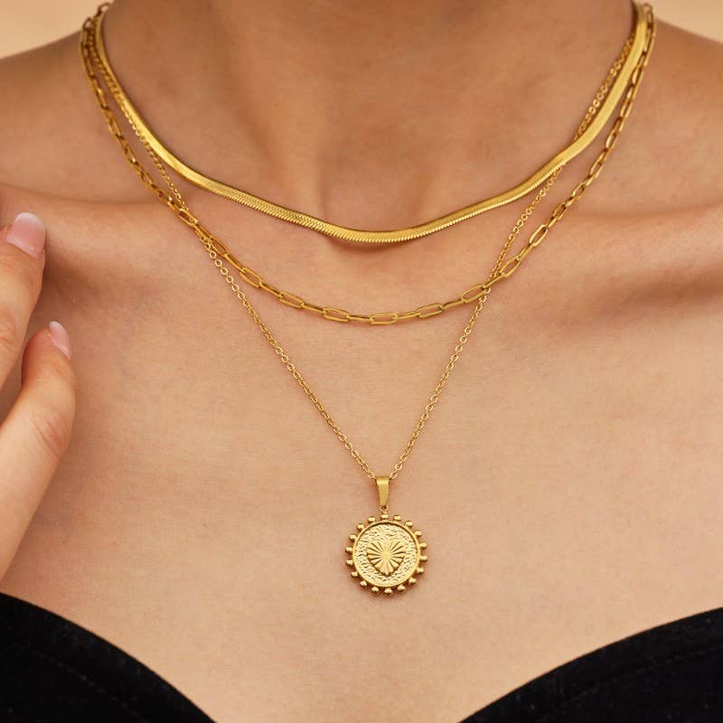 18K STAINLESS STEEL TARNISH FREE LAYERED NECKLACE