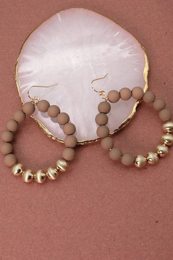 STYLISH CLAY BEAD HOOP EARRINGS